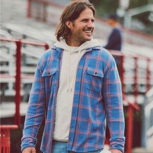 New Faherty Legend Sweater Shirt Twilight Mauve Plaid Size XL